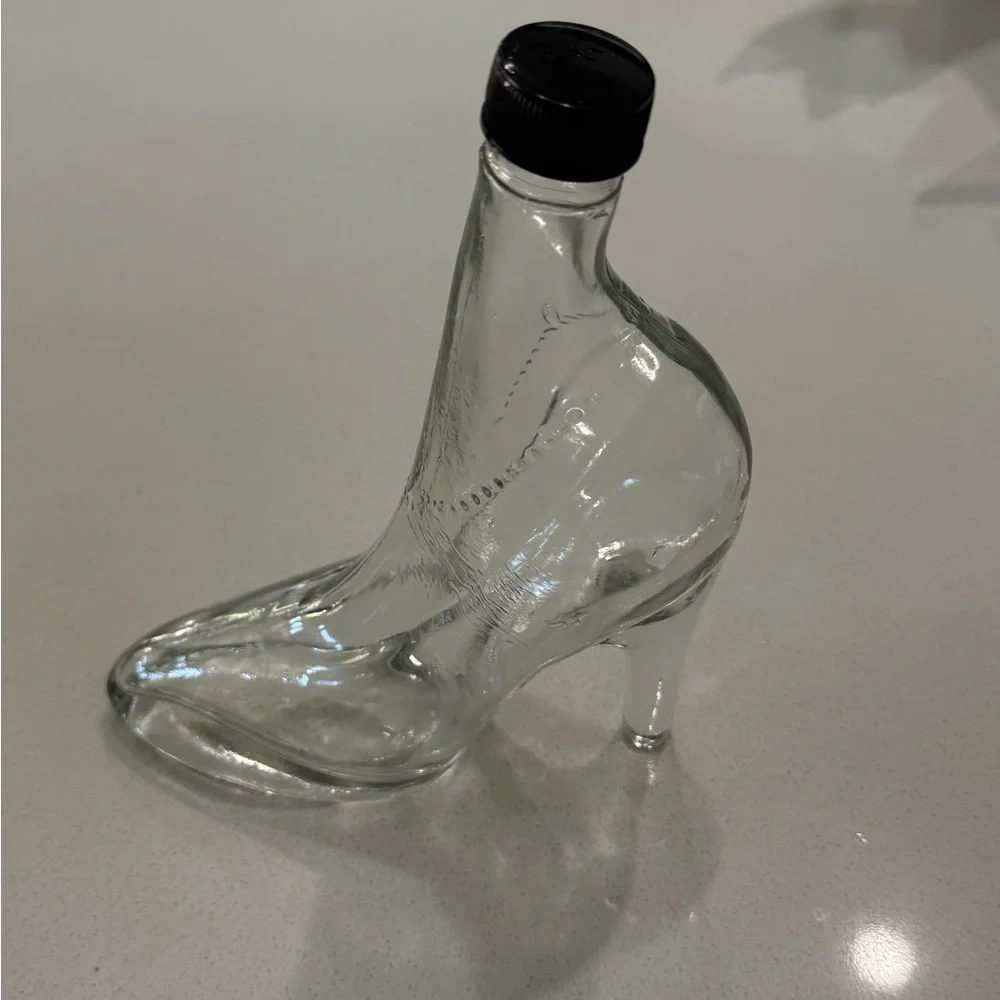 Vintage Clear Glass High Heel Stiletto Bottle Decanter‎ with top 8.75”